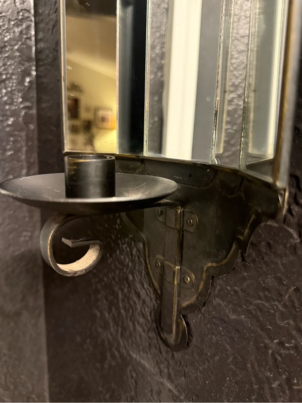 Vintage Home Interiors 5-Panel Mirrored Metal Wall Candle Sconce
